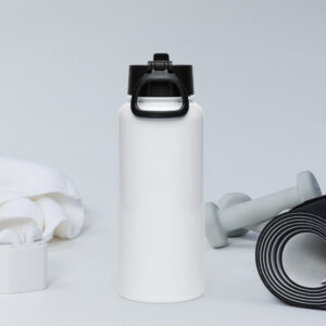 NewsTalk Blue Stainless steel water bottle with a straw lid